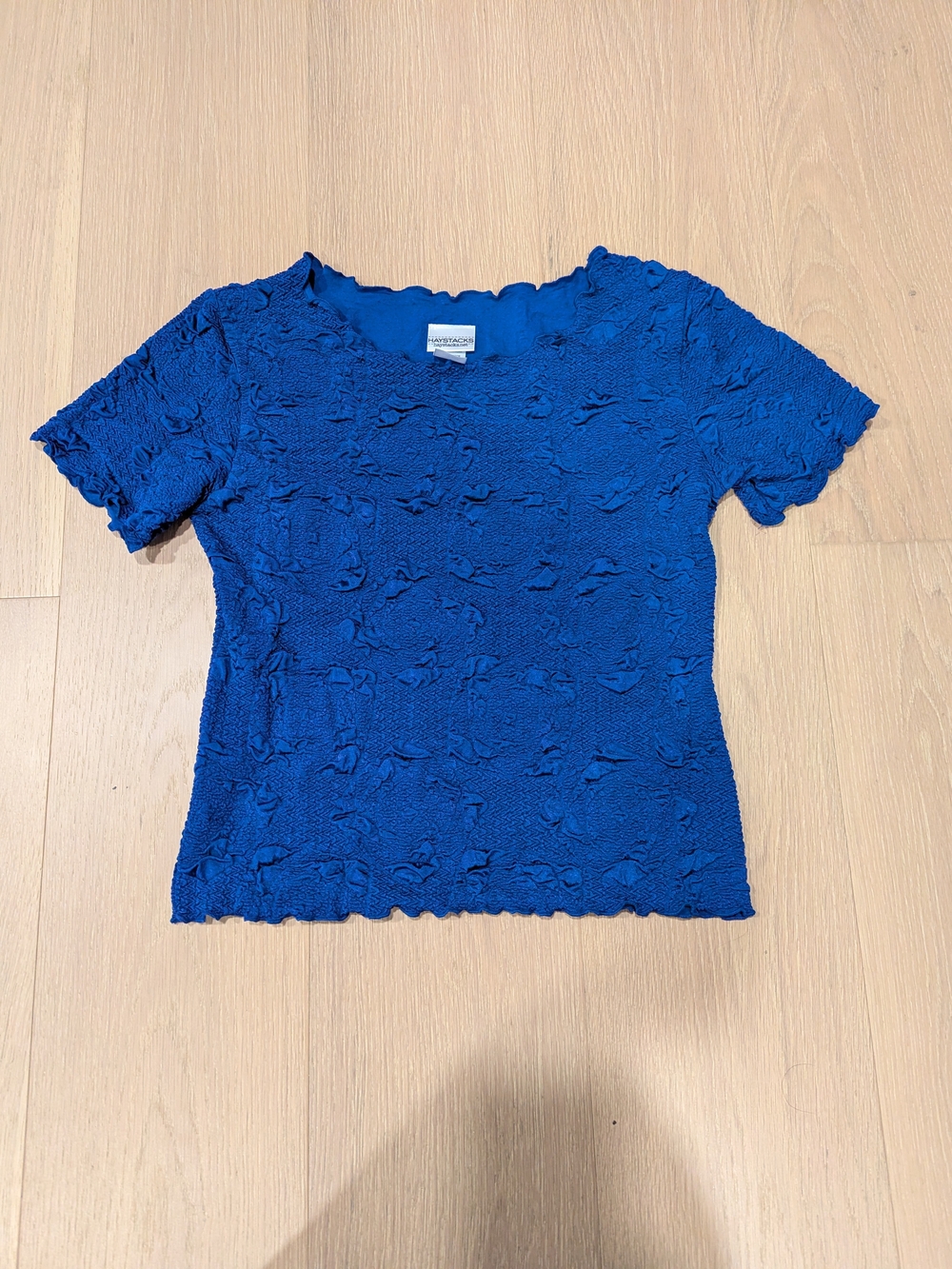 Worthington Cobalt Blue Textured Short Sleeve Tee